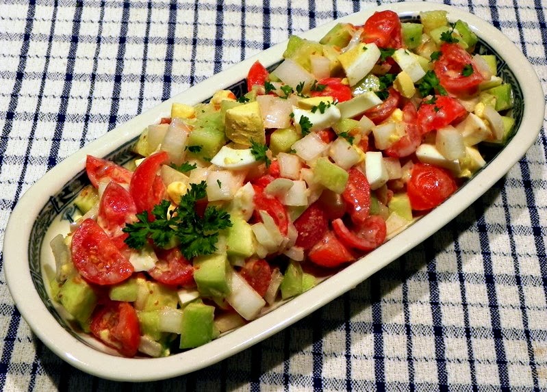 The Iowa Housewife Israeli Salad with Tahini Lemon Dressing