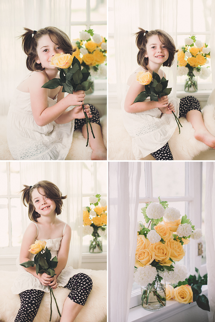 pretty girl with yellow roses home portrait studio portraits at home