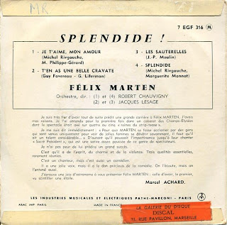 Felix Marten - Splendide ! - France - 1958 - Back