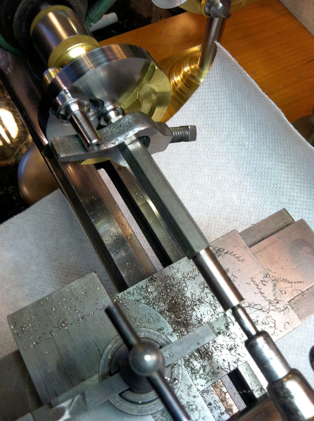 Mowrer ww watchmakers lathe steady rest machining lead screw between centers