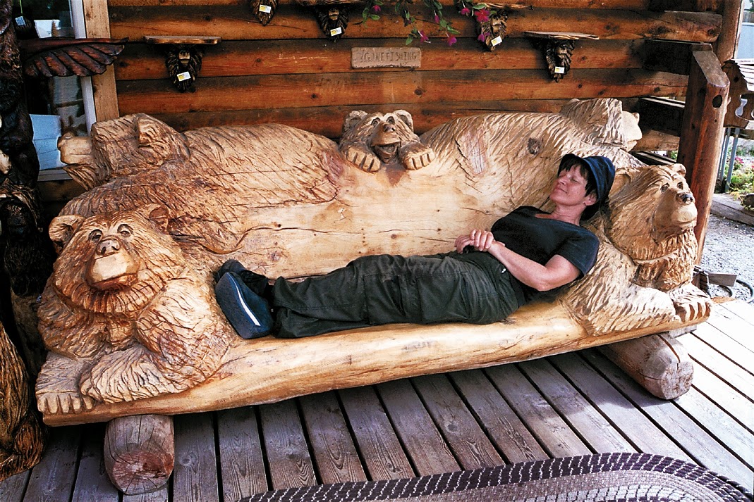 Alaska Wood Carving Bearly Snoozing!