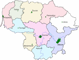Lituania amb les seves províncies i situació lloc reunió VGC 2012.