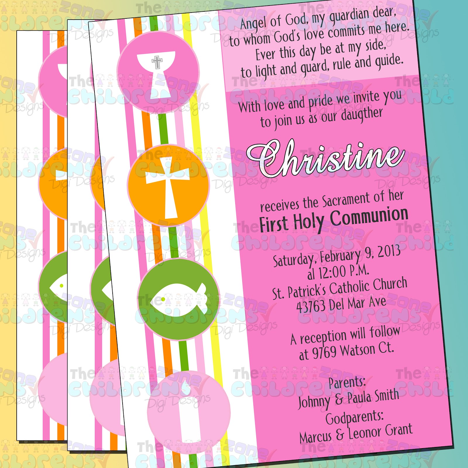The Childrens Zone Digi Designs: Invitaciones para primera Comunión
