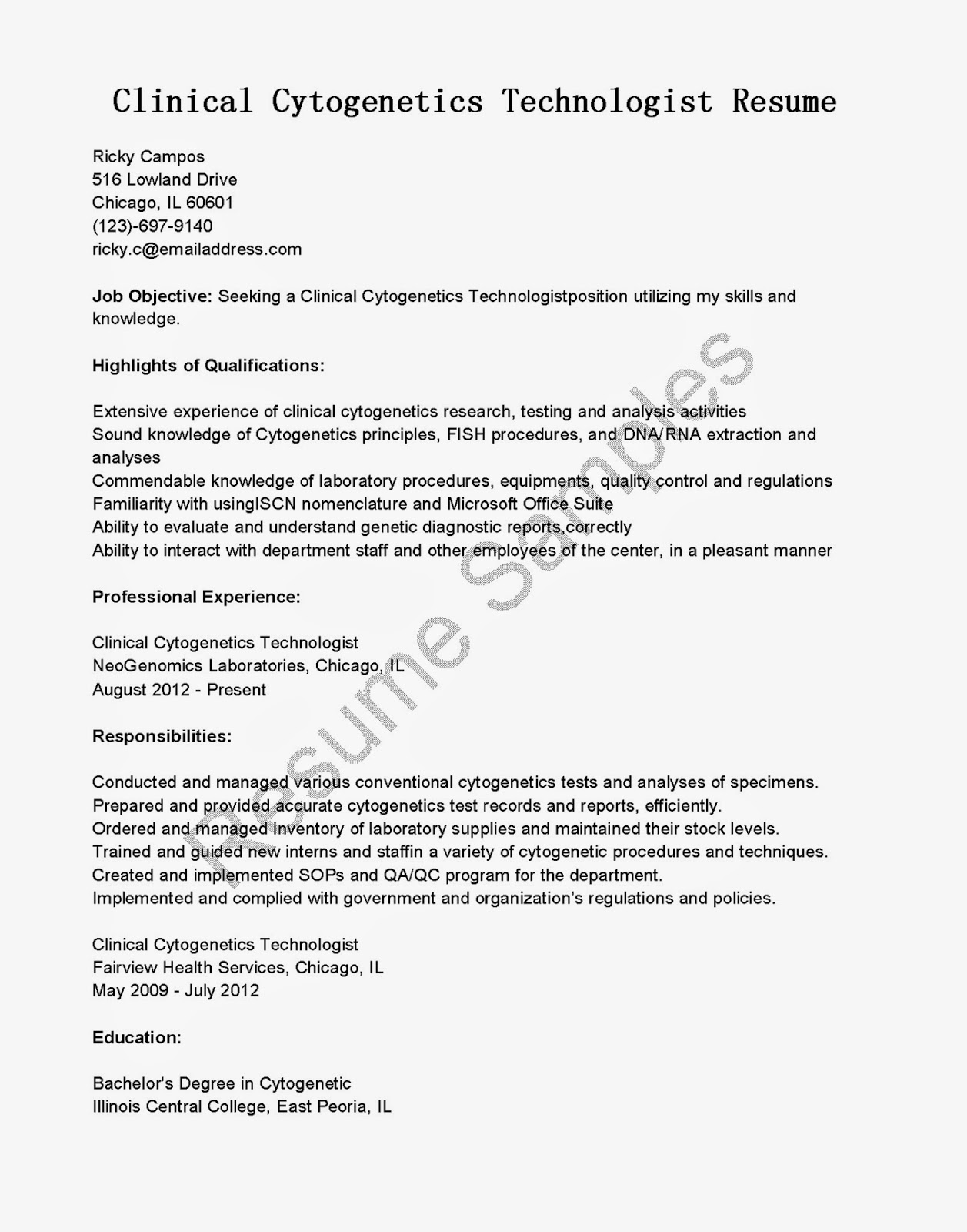 mri technologist resume