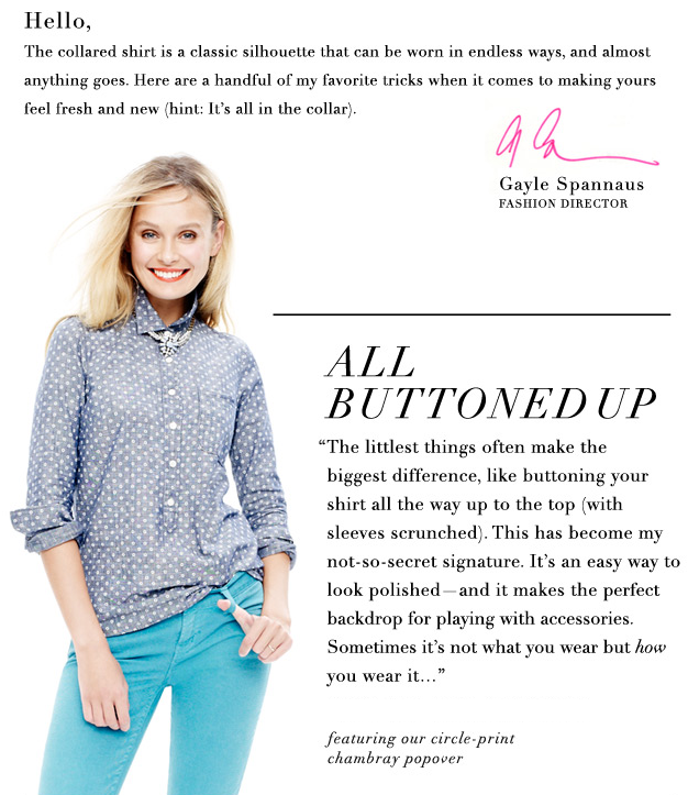 J Crew Aficionada J Crew S Gayle Spannaus Schools Us The Art Of The Collar