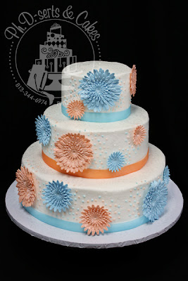 orange blue daisy wedding cake phdserts