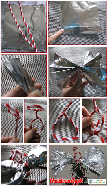 Tin foil Christmas angels from Clever Classroom
