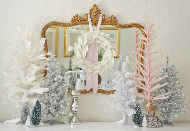 Pink and White Christmas Dining Room
