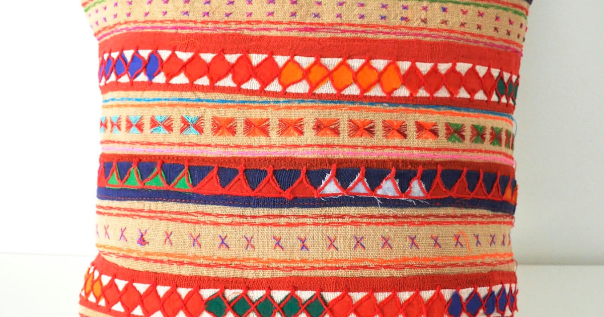 I Love Handmade Beige Tribal Cotton Pillow Cover by Little Attic