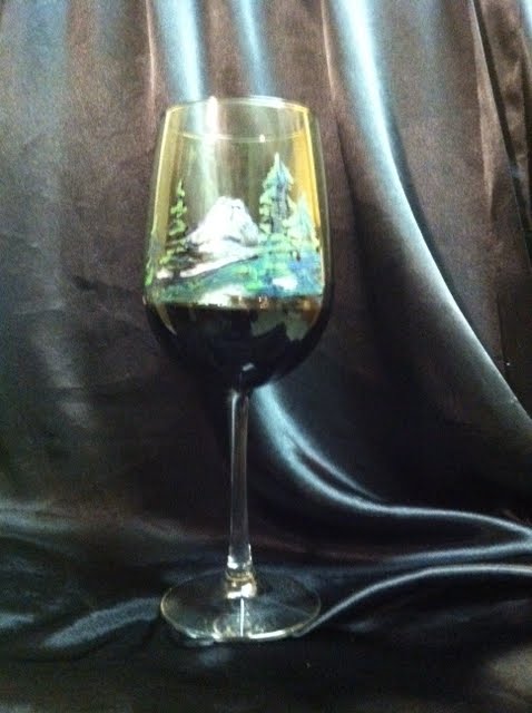 handpainted wine glass