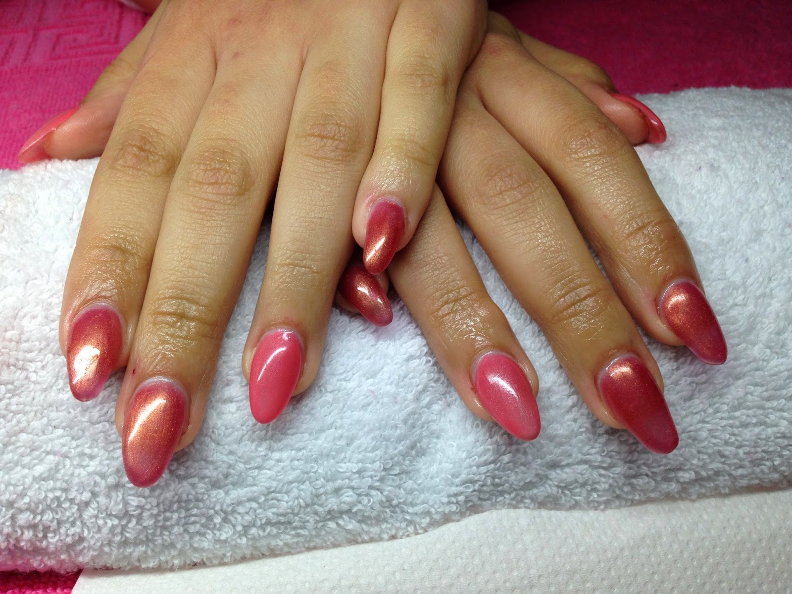 Crystal Kiss Nails by U.K: Almond gel nails & hybrid colour