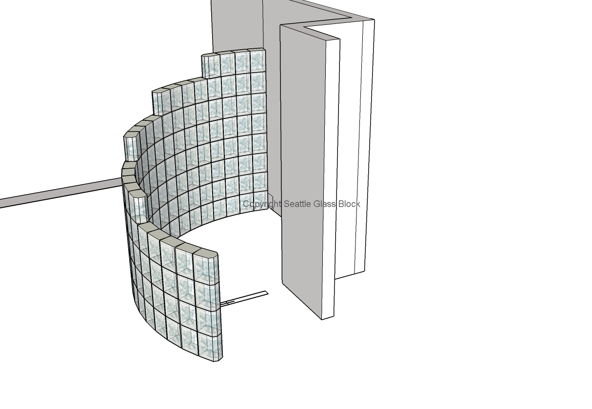 Modern Bathroom with Radius Glass Block Wall from Design to Final Installation! Seattle Glass