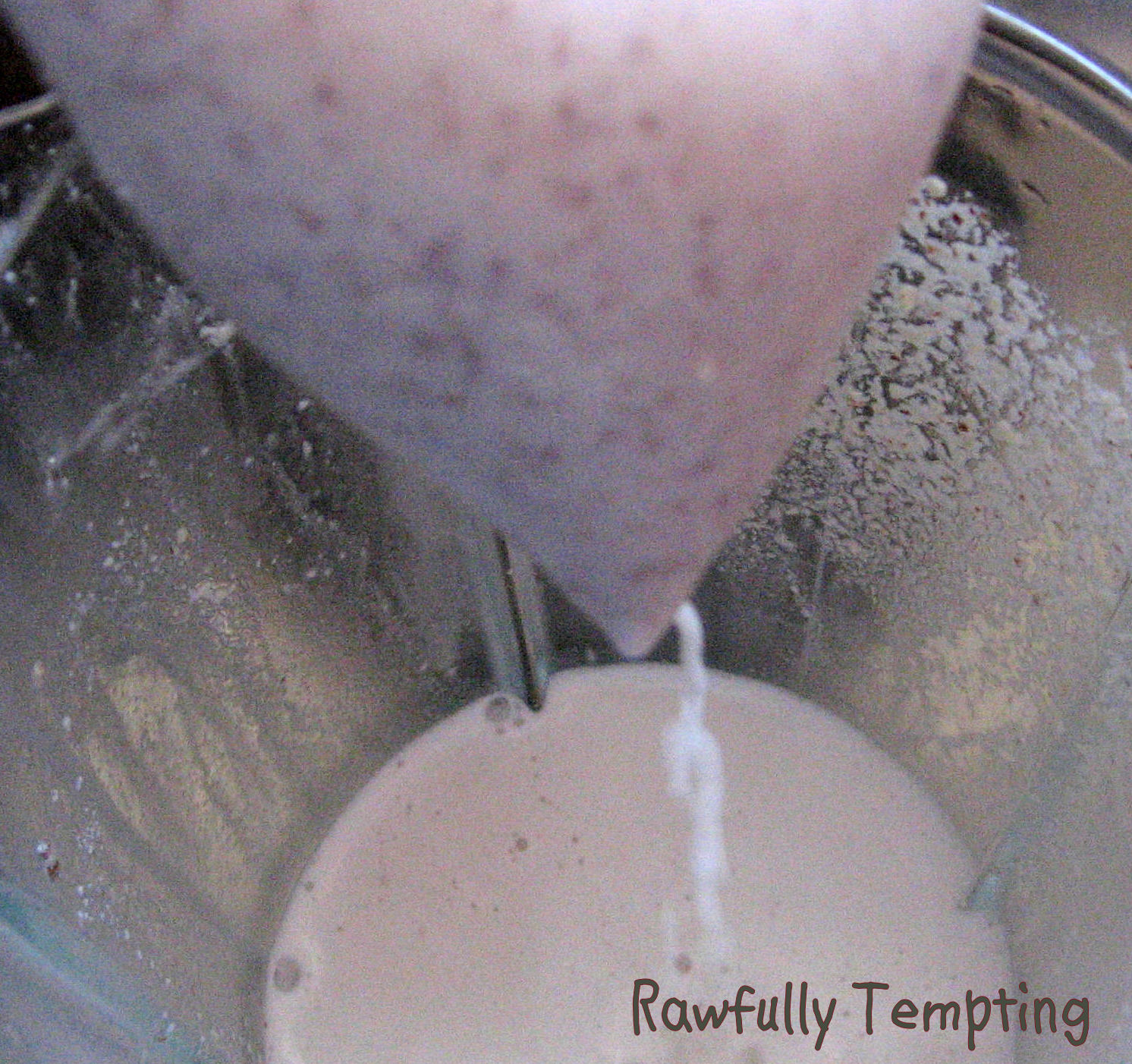 Blend water and nuts until creamy. (Add vanilla and dates, if wanted)