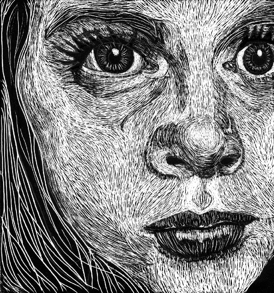 Dirigible Design scratch board portraits By Hand