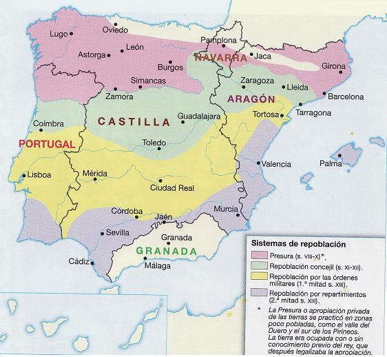 Resultado de imagen de mapas repoblacion edad media españa"