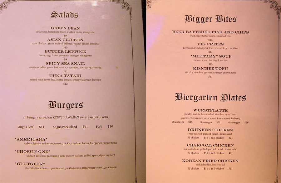 Biergarten with new menu Koreatown Vegas and Food