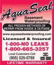 Aquaseal Wet Leaky Basement Solutions Specialists 1-800-NO-LEAKS or 1-800-665-3257