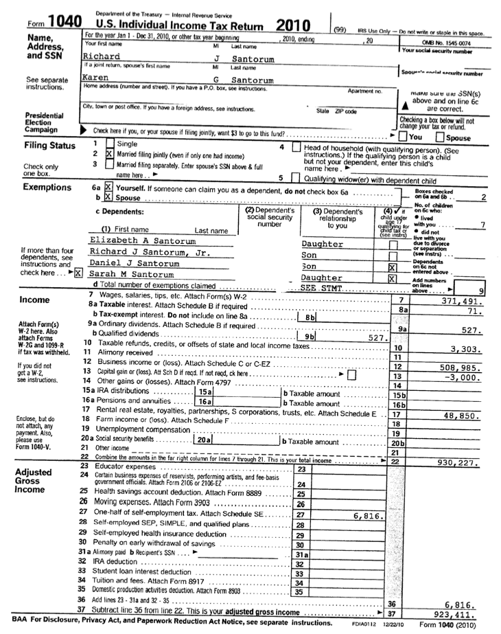 2009 form 1040 tax rates
