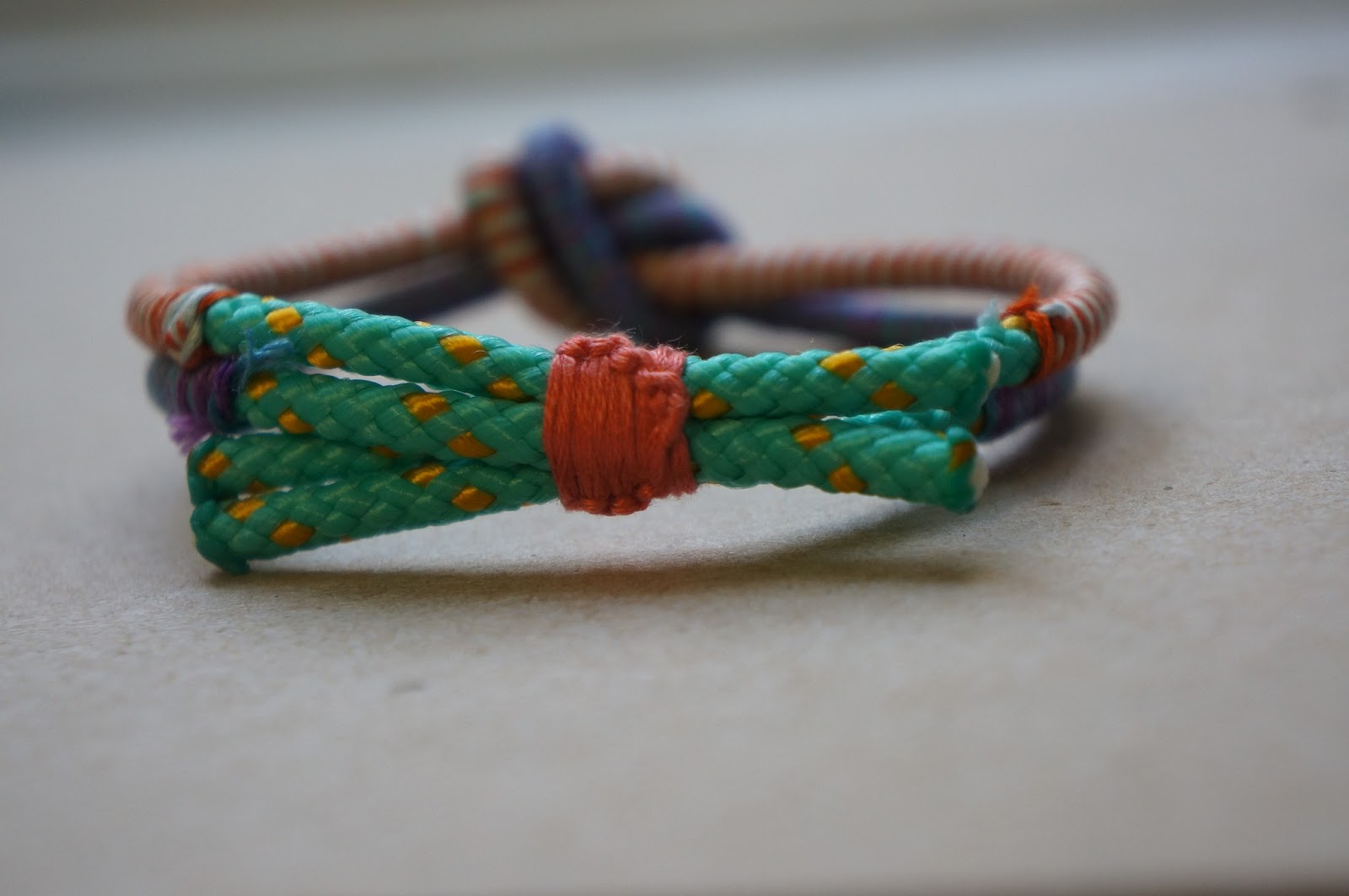 a few good things diy wrapped and knotted cord bracelet.