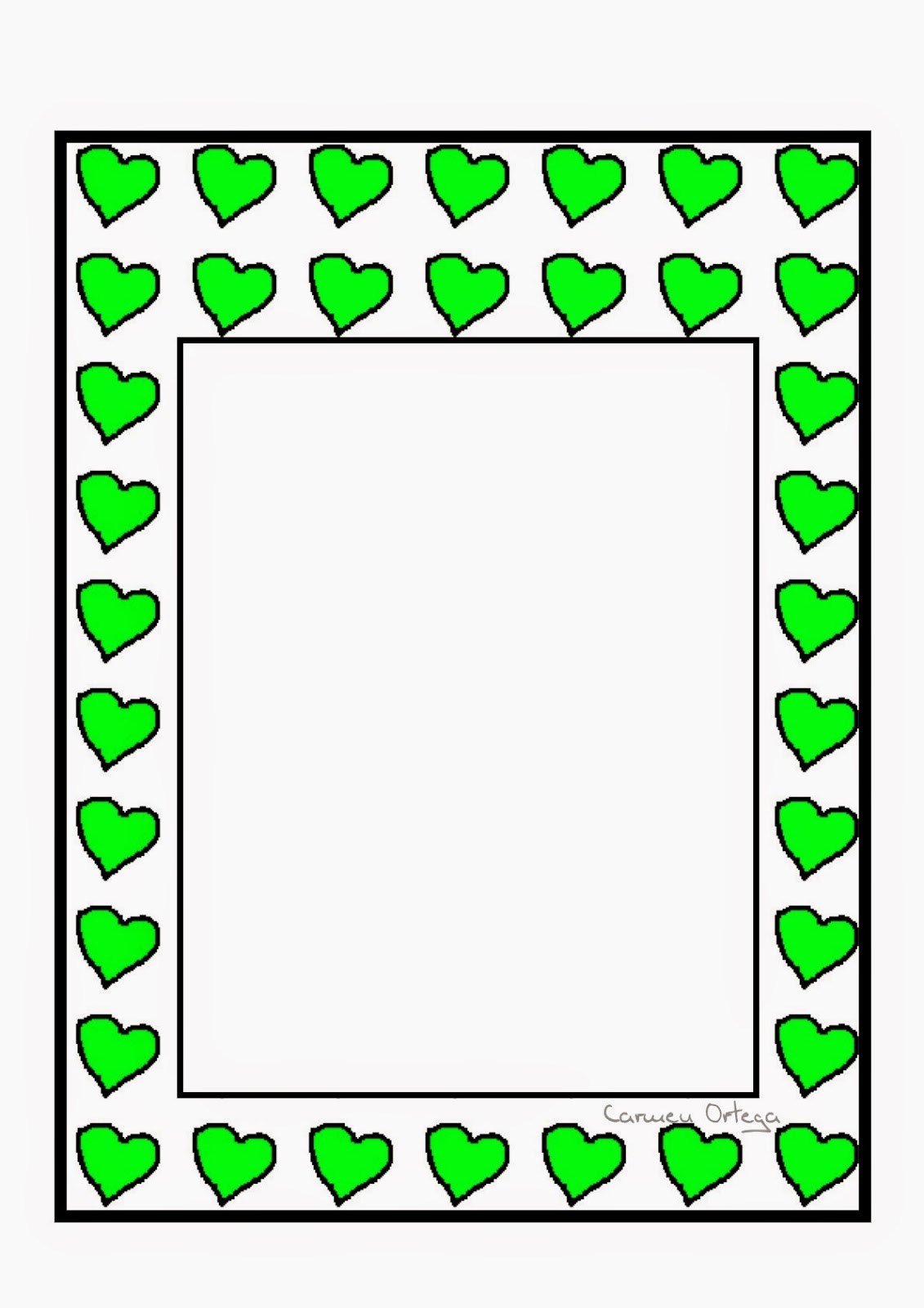 Free Printable Wedding Borders or Frames with Hearts in Neon. Oh My