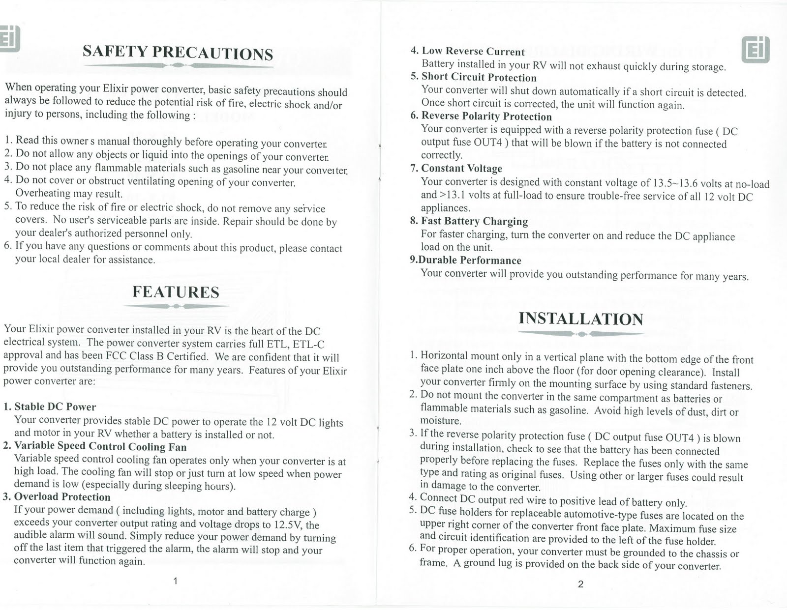 Elixir Industries Power Converter Manual