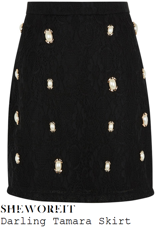 rochelle-humes-black-embellished-lace-a-line-skirt-this-morning