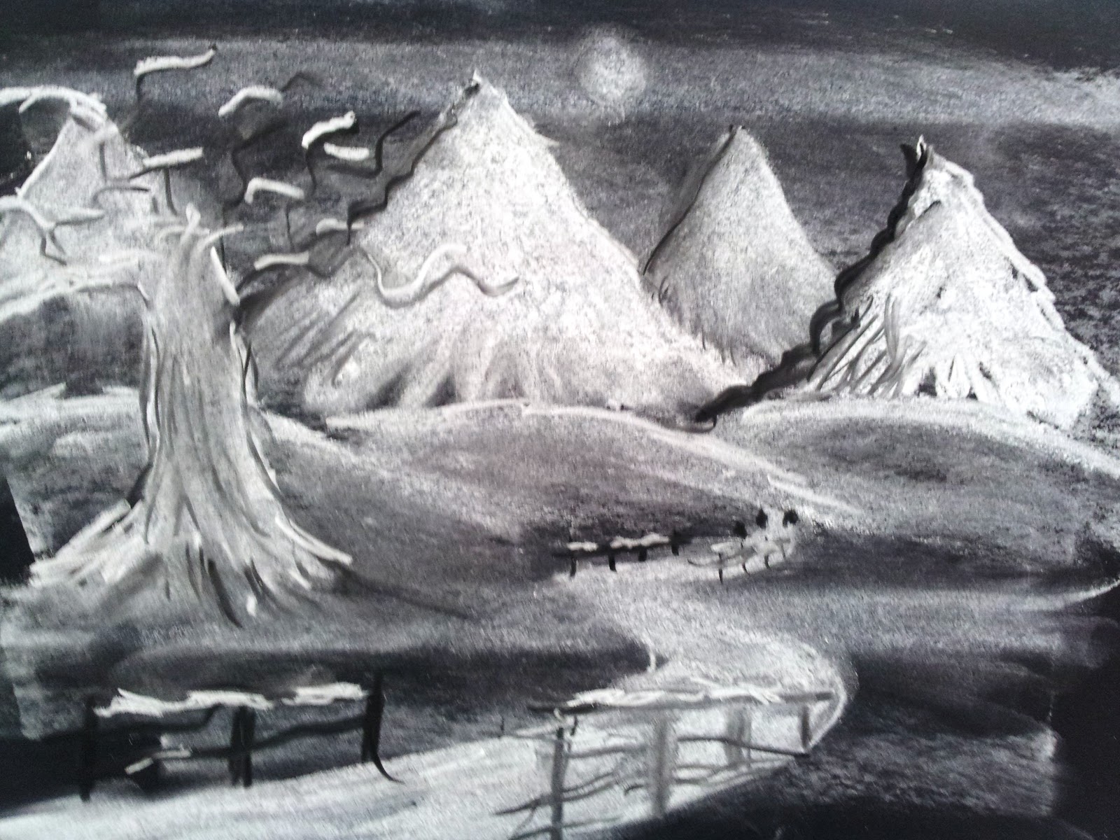 Mr Rhys Jones's year 4 blog Chalk and Charcoal Winter Scenes Let the chalk talk!!