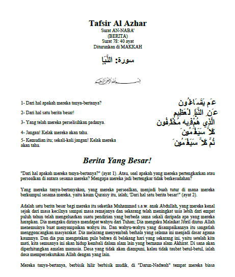 tafsir al azhar karya buya hamka