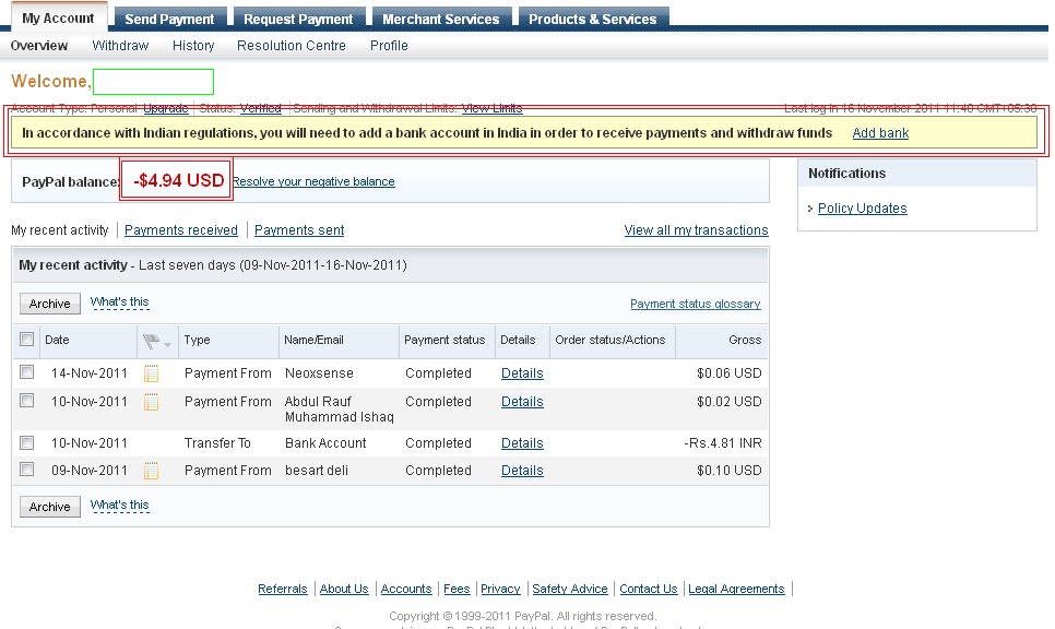 How to get rid of Paypal limitations or how to get rid of negative