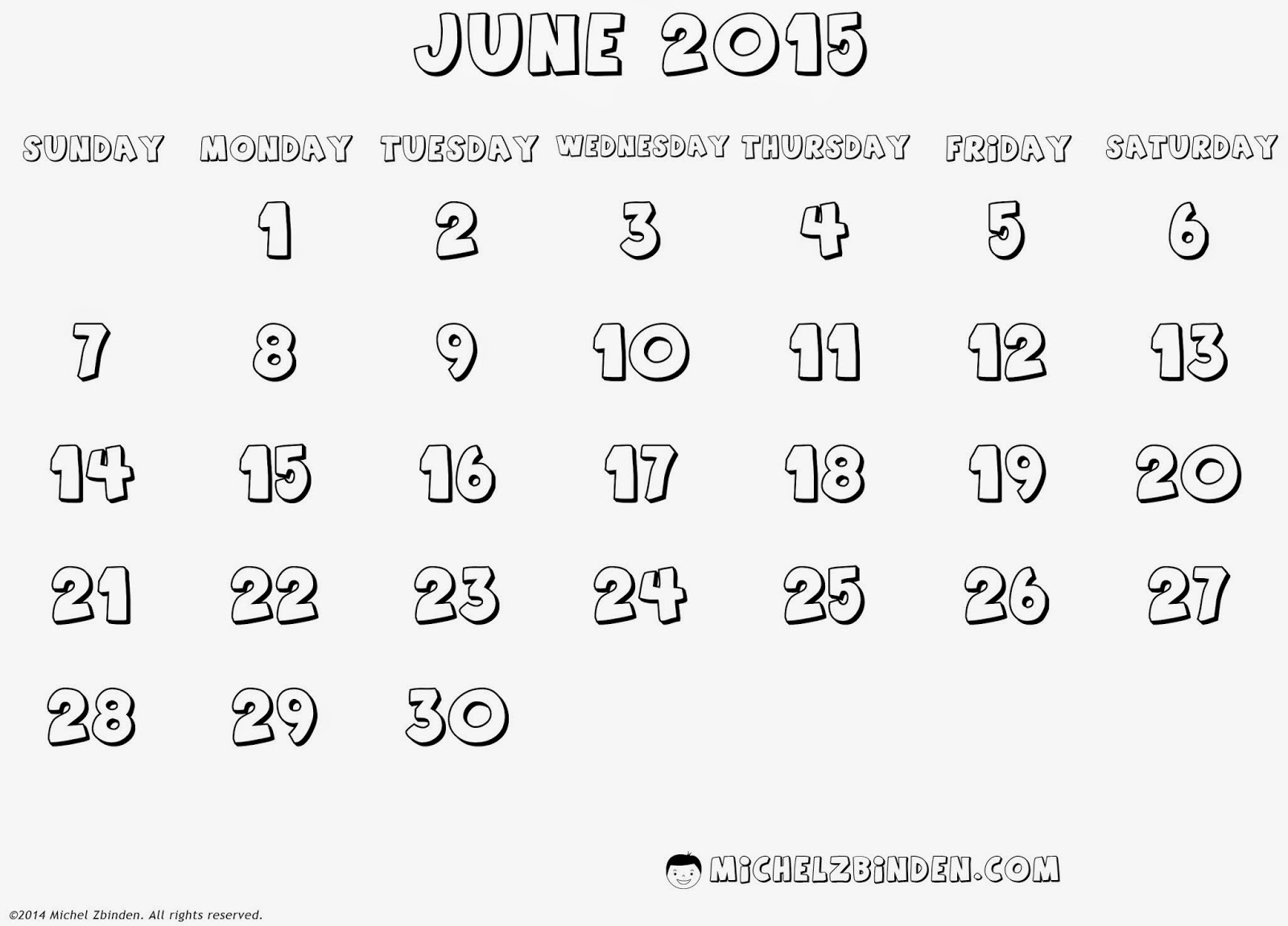 <strong>Printable 2015</strong> Calendars (PDF) - <strong>Calendar-12.com</strong> June 2015 calendar template