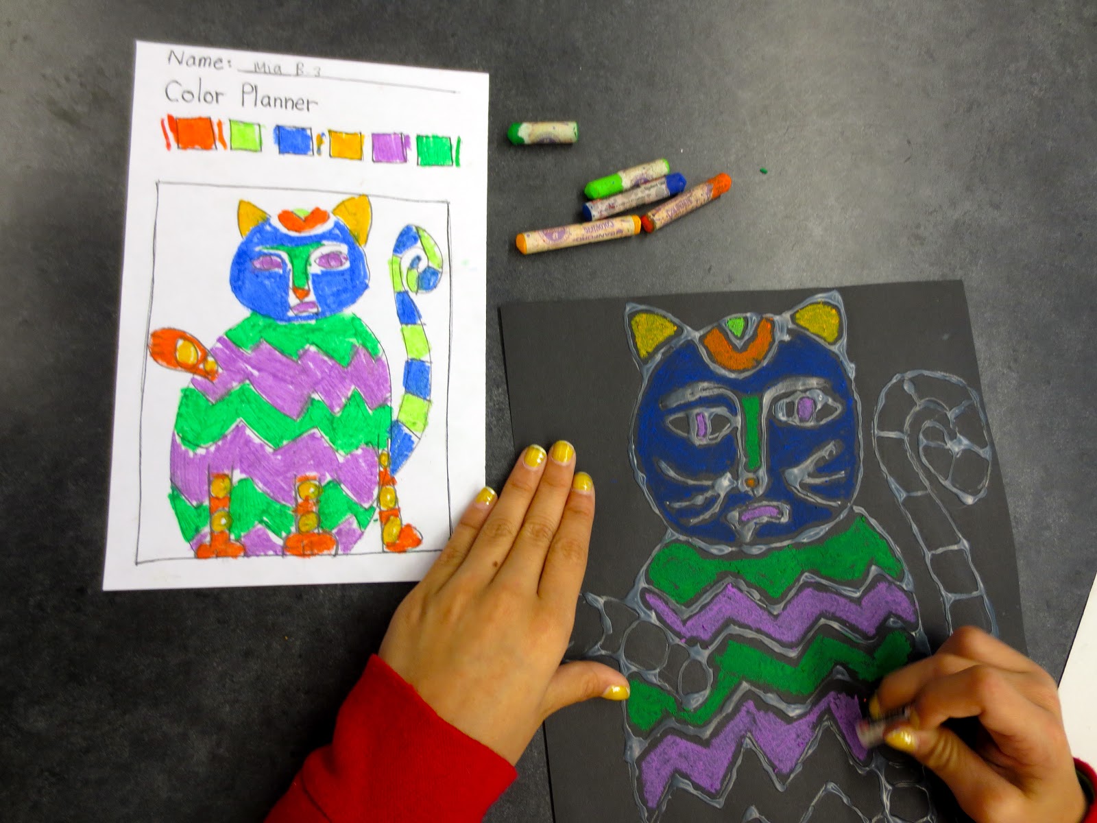 Zilker Elementary Art Class 3rd Grade Laurel Burch Cats & Dogs