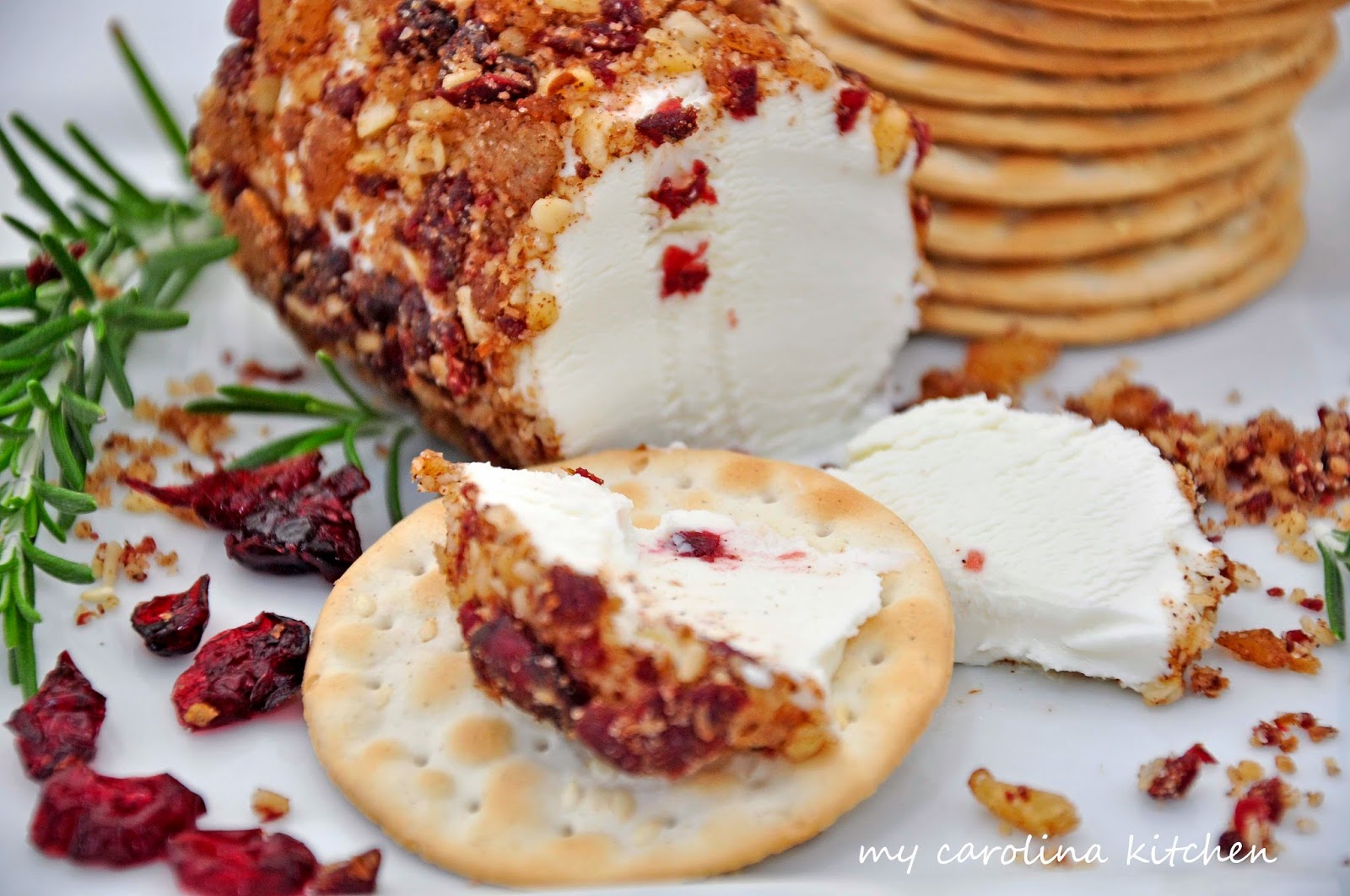 My Carolina Kitchen Spicy Cranberry Goat Cheese Log