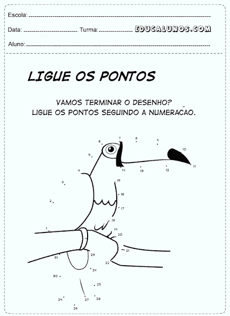 Ligue os pontilhados seguindo a numeração