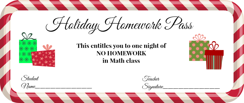 no homework pass christmas