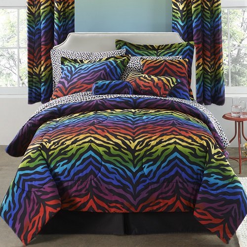 Rainbow Leopard and Zebra Print Comforter & Bedding Sets