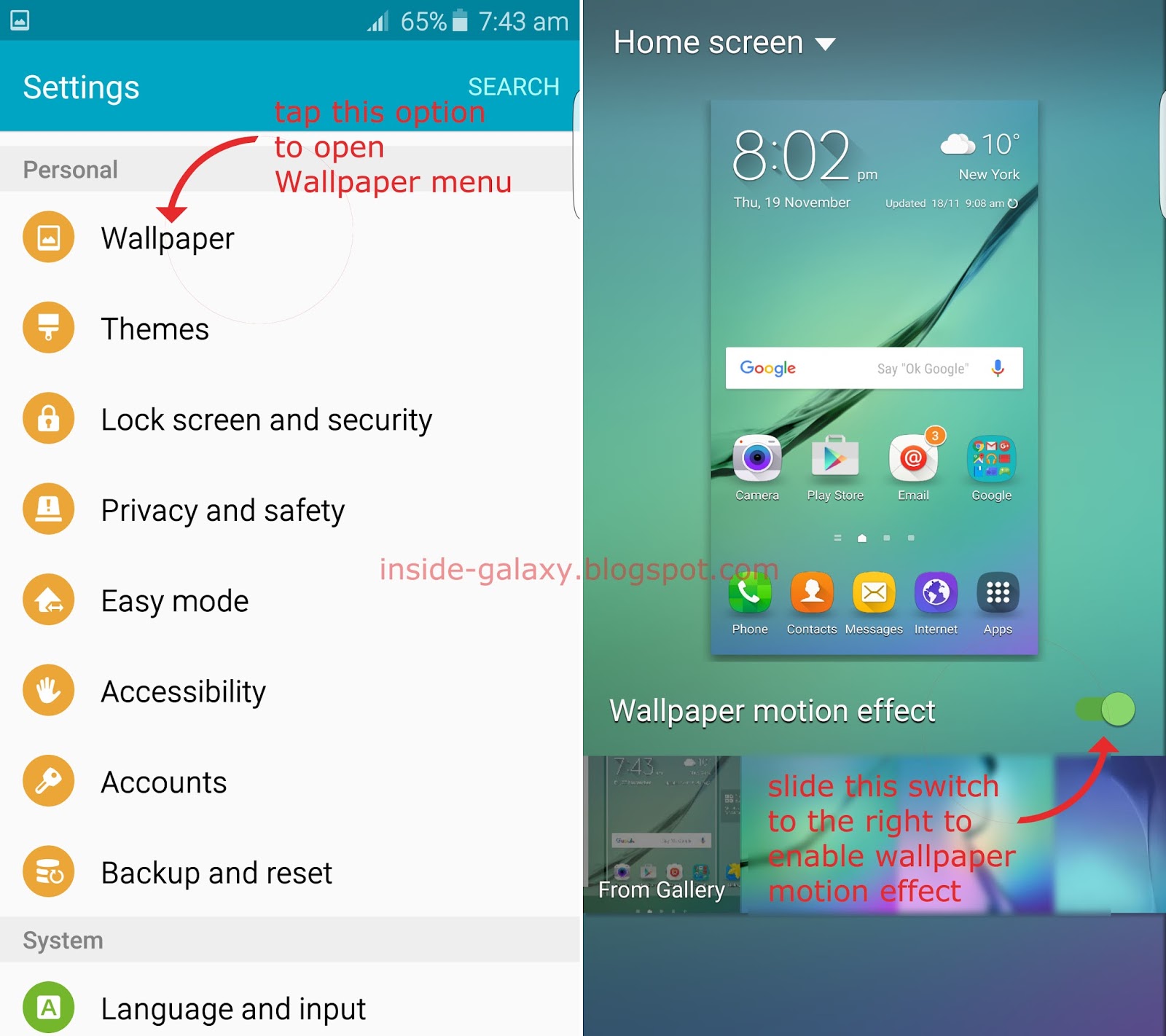 Inside Galaxy Samsung Galaxy S6 Edge How to Enable and Use Wallpaper