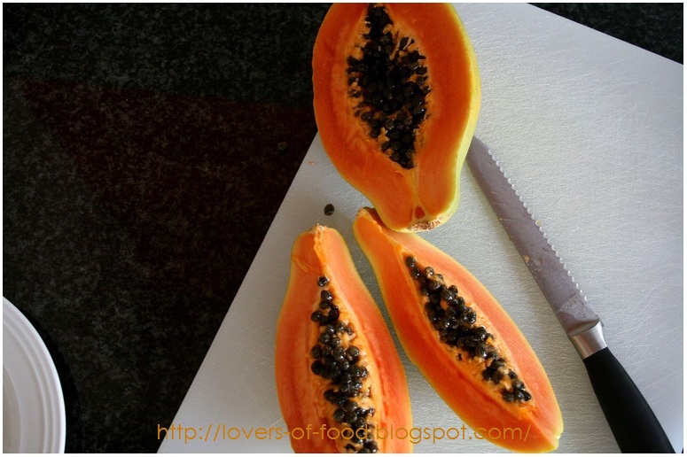 Food from all over the World Cut Papaya