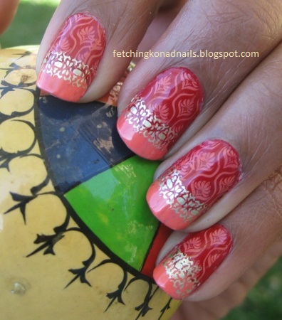 I useed Sally Hansen Insta Dri Snappy Sorbet for the stamp