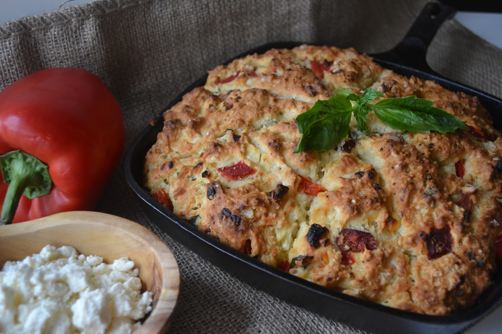 Candy Girl Roasted Red Pepper & Feta Skillet Scones