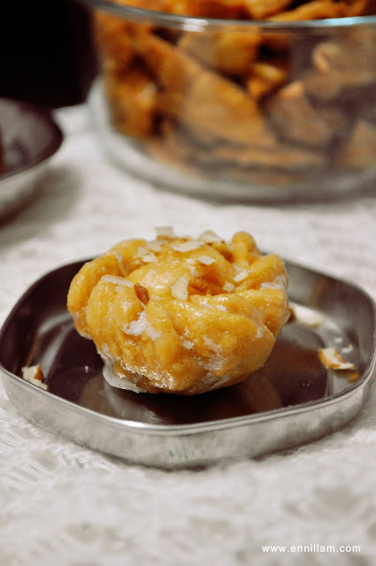 Sweet made of all purpose flour coated with sugar syrup Balushahi