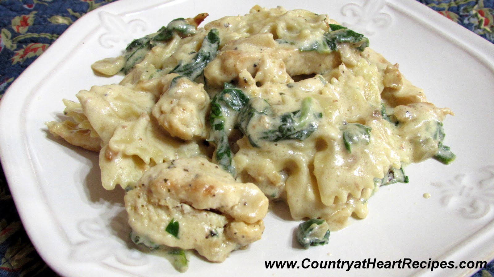 Country at Heart Recipes Chicken Florentine with Bow Ties