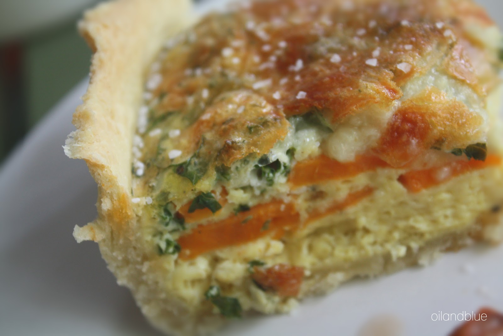 oil and blue EASY KALE AND SWEET POTATO QUICHE