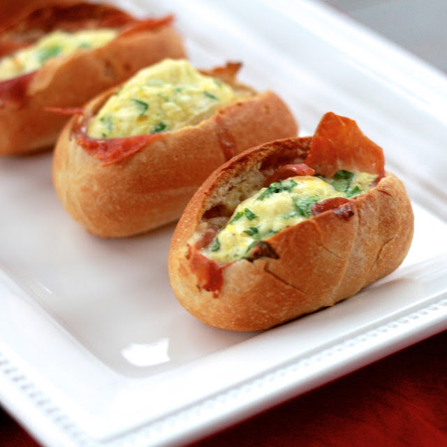 Lemon, Feta, Parsley Egg Cups with Prosciutto