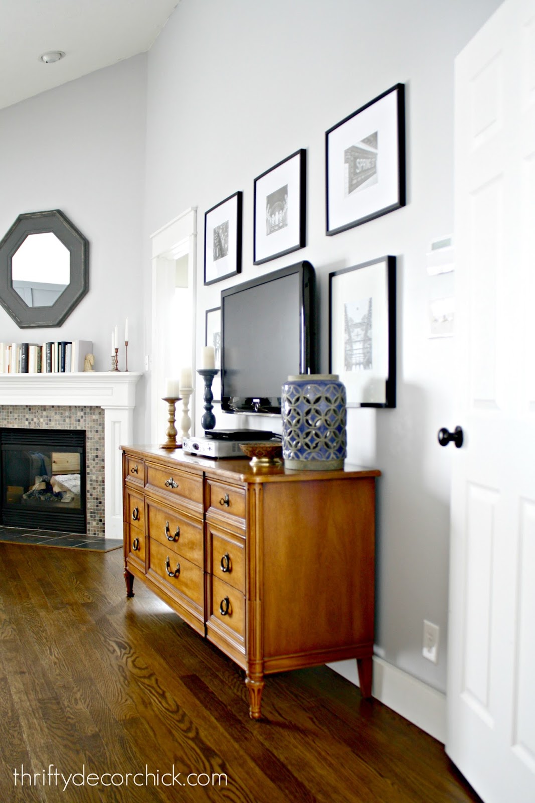 Finished TV Wall in the Master (Finally!) from Thrifty Decor Chick