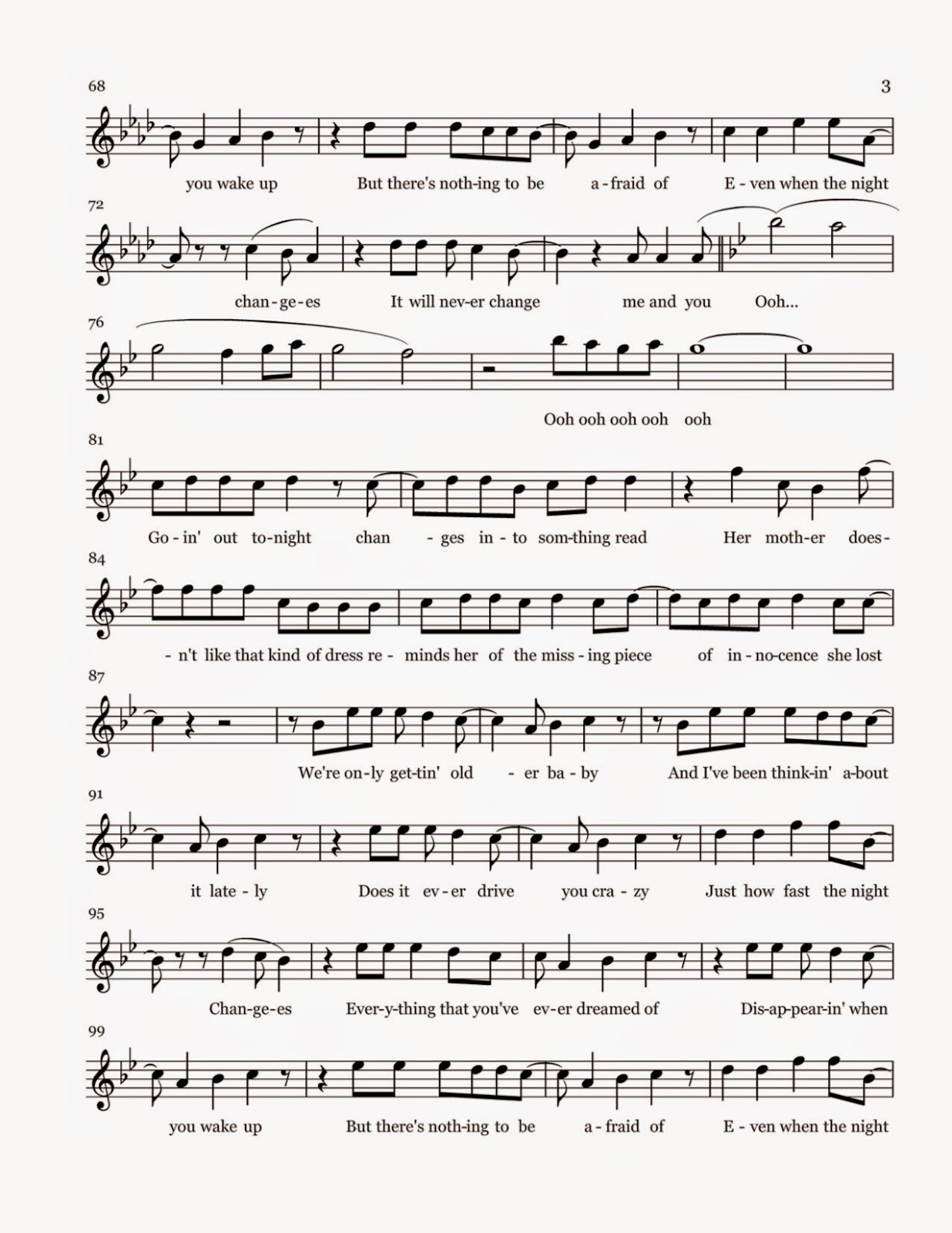 night changes flute notes