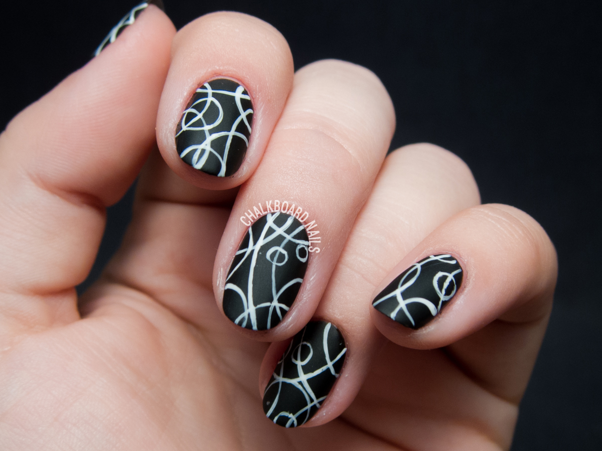 easy black and white nail art design