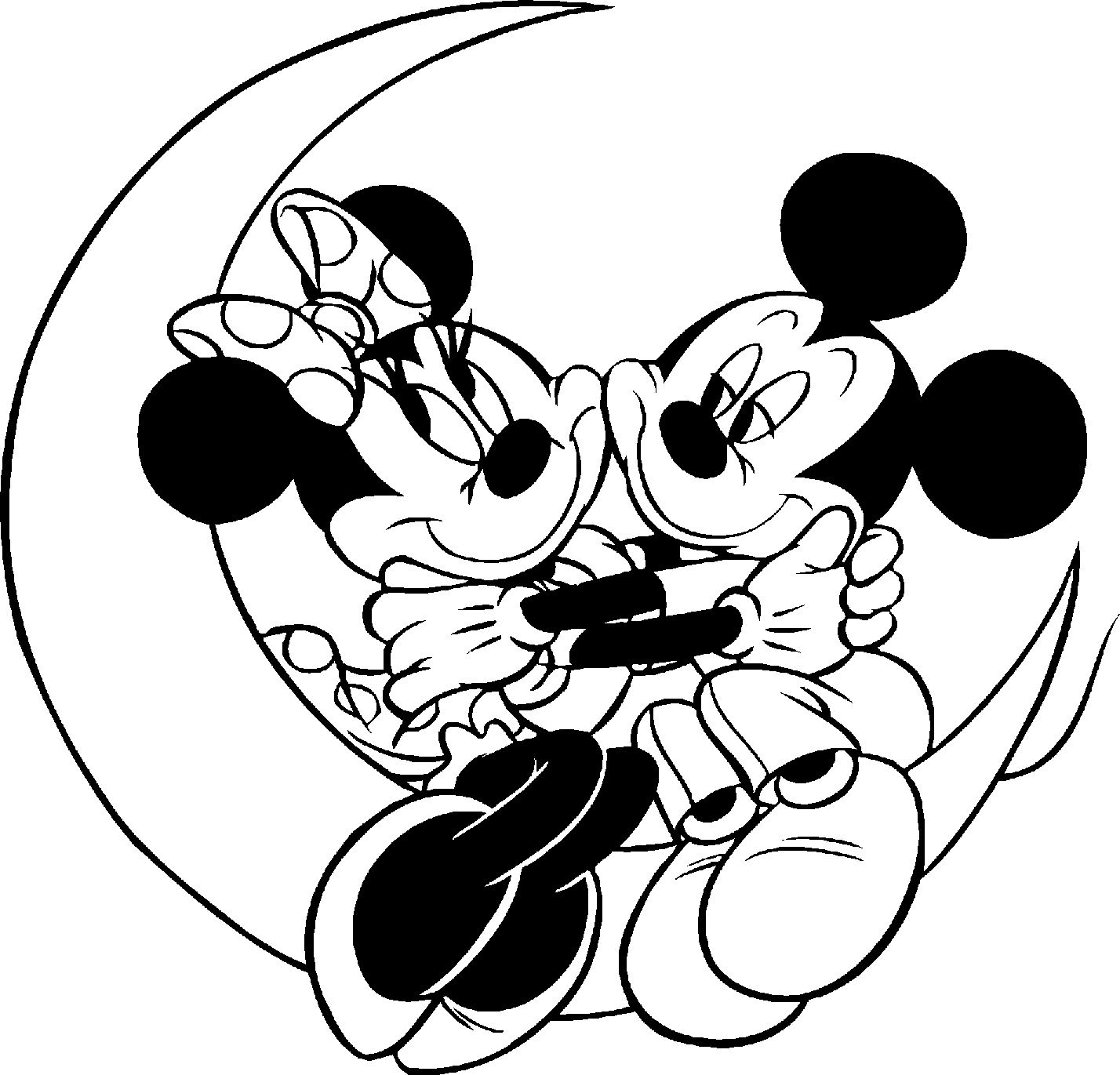 Mickey Mouse and Minnie Mouse Kissing  Disney Coloring 
