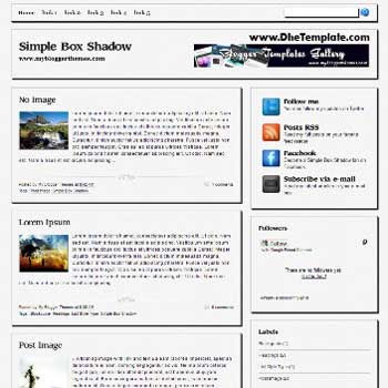 Simple Box Shadow blogger template. 3 column footer blogspot template