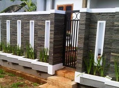 Get Pagar Tembok Batu Alam Rumah Minimalis Background