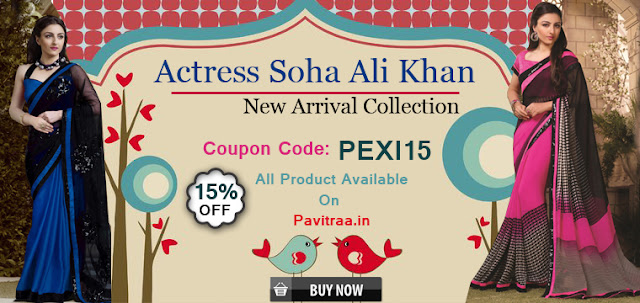 Bollywood Actress Soha Ali Khan Designer Sarees Online with Discount at pavitraa.in
